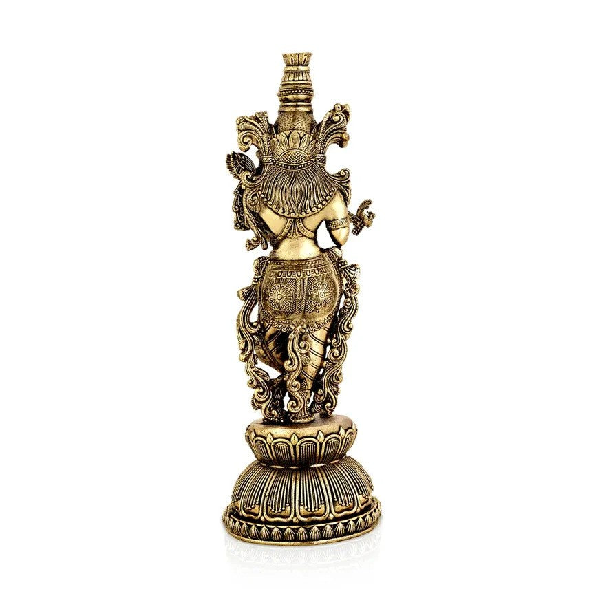 Handcrafted Brass Radha Krishna Idol – Lord Krishna & Radha Murti Statue for Home Temple, Pooja, Spiritual Décor & Gifting