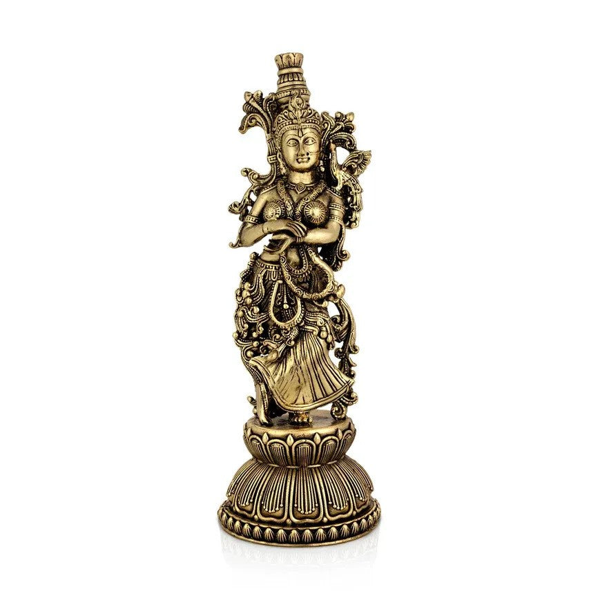 Handcrafted Brass Radha Krishna Idol – Lord Krishna & Radha Murti Statue for Home Temple, Pooja, Spiritual Décor & Gifting