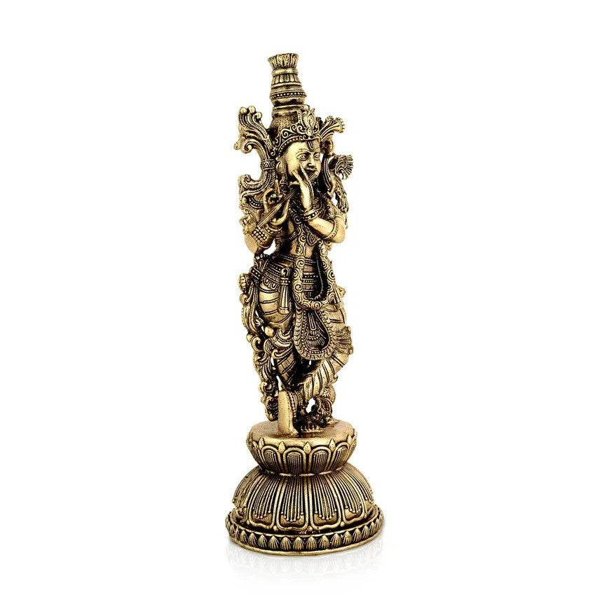 Handcrafted Brass Radha Krishna Idol – Lord Krishna & Radha Murti Statue for Home Temple, Pooja, Spiritual Décor & Gifting