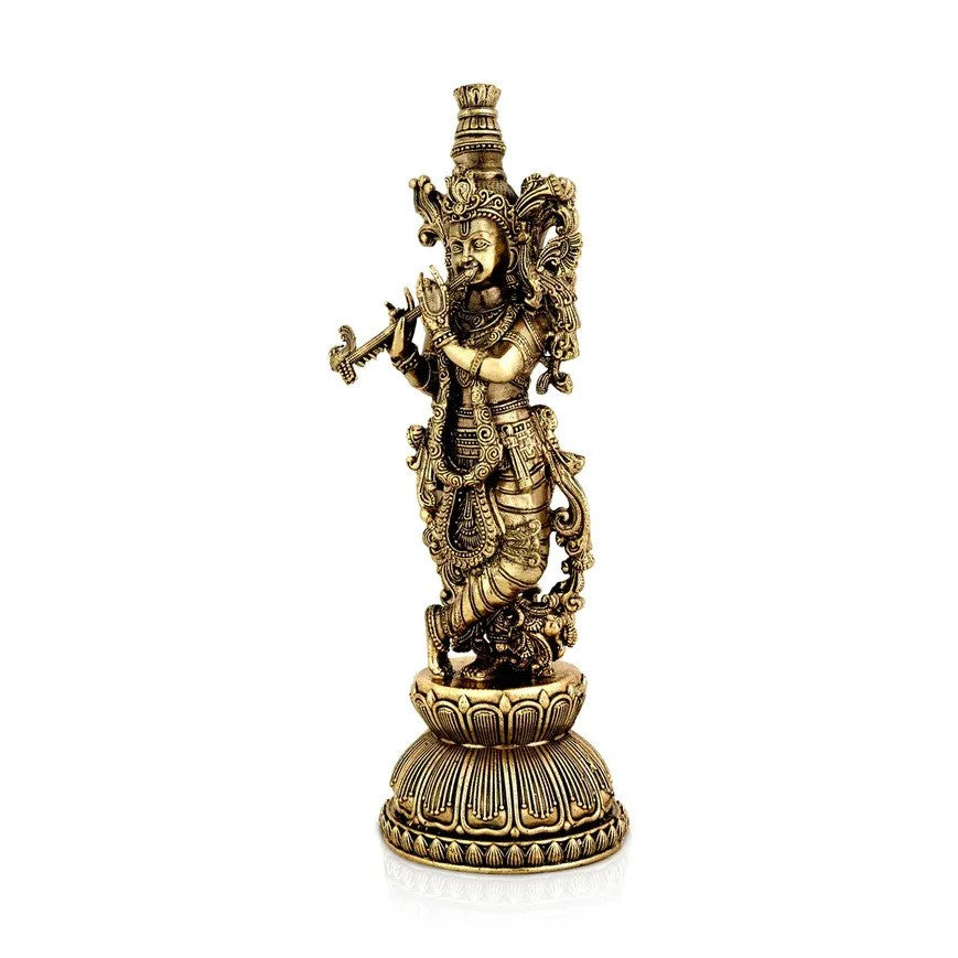 Handcrafted Brass Radha Krishna Idol – Lord Krishna & Radha Murti Statue for Home Temple, Pooja, Spiritual Décor & Gifting