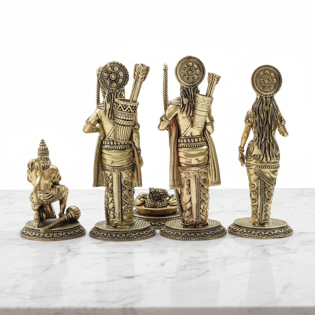 Handcrafted Brass Ram Darbar Statue – Lord Ram, Sita, Lakshman & Hanuman Idol for Peace, Prosperity & Divine Blessings