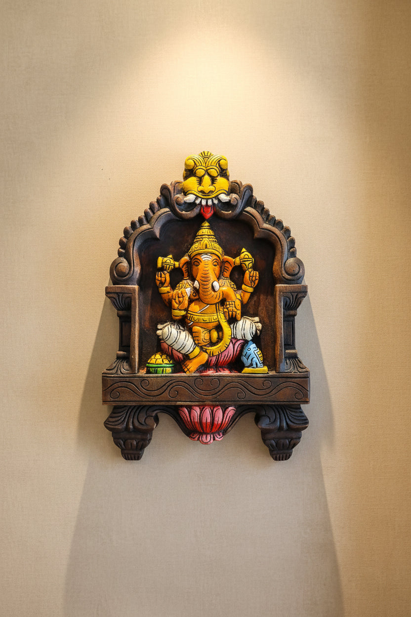 Handmade Handpainted ganesh Wooden Panel Wall Hanging | Lord Kartikeya Wall Decor | Wooden Temple Panel | Spiritual Home Decor | Vastu Gift