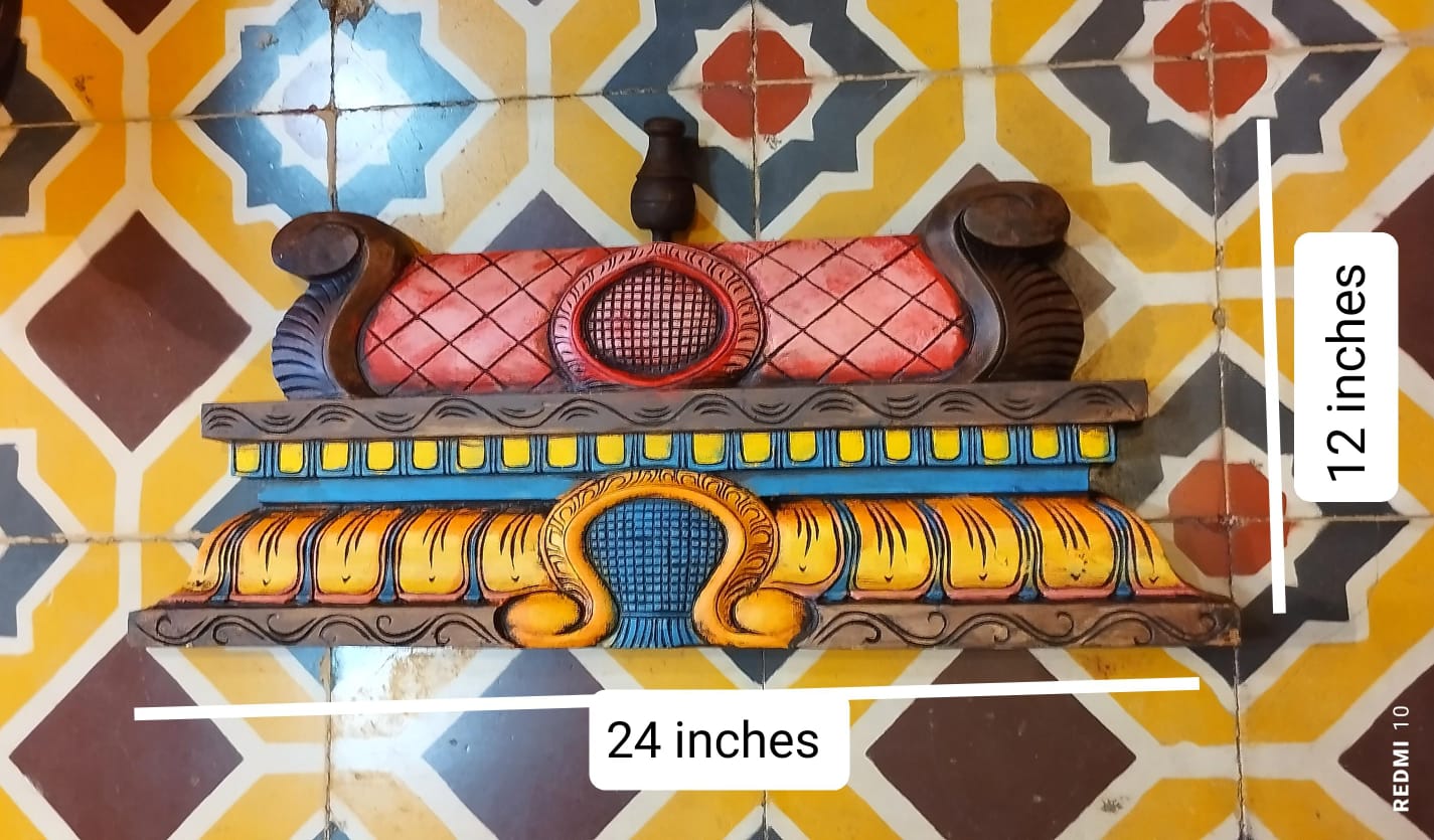 Handmade Handpainted Wooden Gopuram Wall Hanging | Traditional Temple Tower Wall Decor | Spiritual Home Décor | Vastu Gift