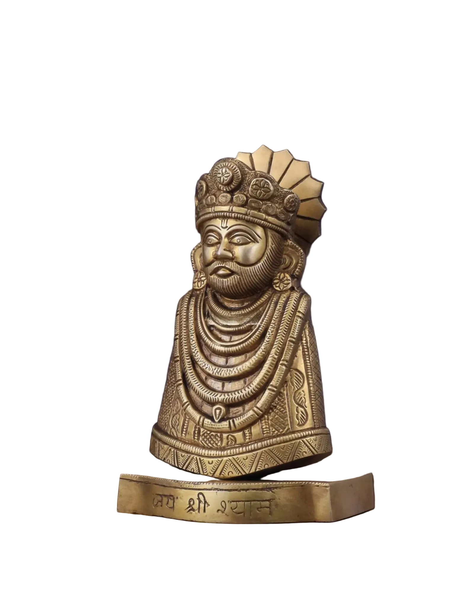 Brass Khatu Shyam Idol | Handmade Shyam Baba Murti for Home Temple | Hindu God Statue for Puja, Diwali Gift & Spiritual Décor