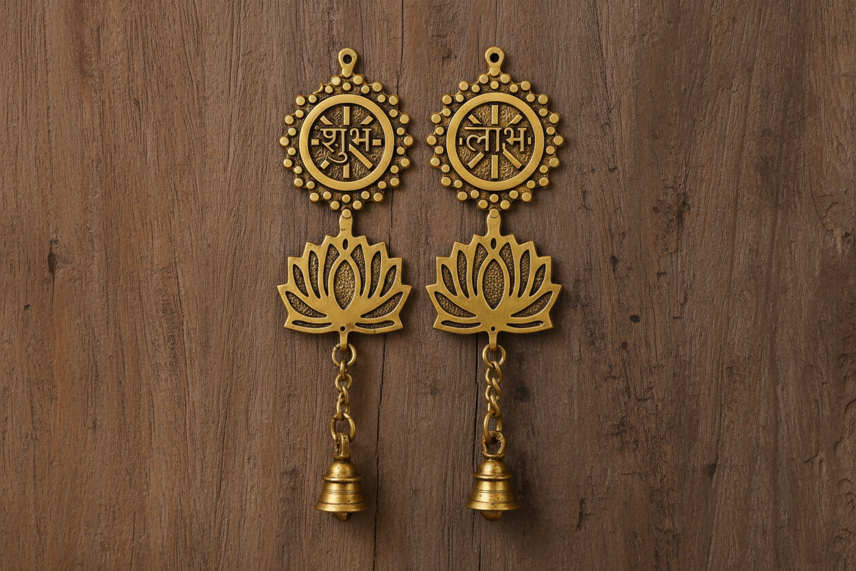 Brass Shubh Labh Wall Hanging | Auspicious Hindu Door Hanging | Entrance Decor for Home | Diwali, Housewarming & Vastu Gift