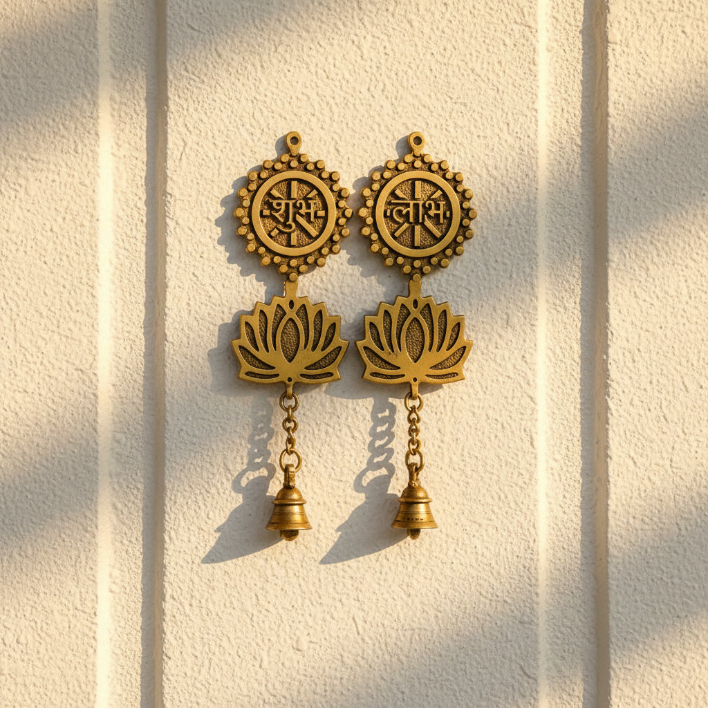 Brass Shubh Labh Wall Hanging | Auspicious Hindu Door Hanging | Entrance Decor for Home | Diwali, Housewarming & Vastu Gift