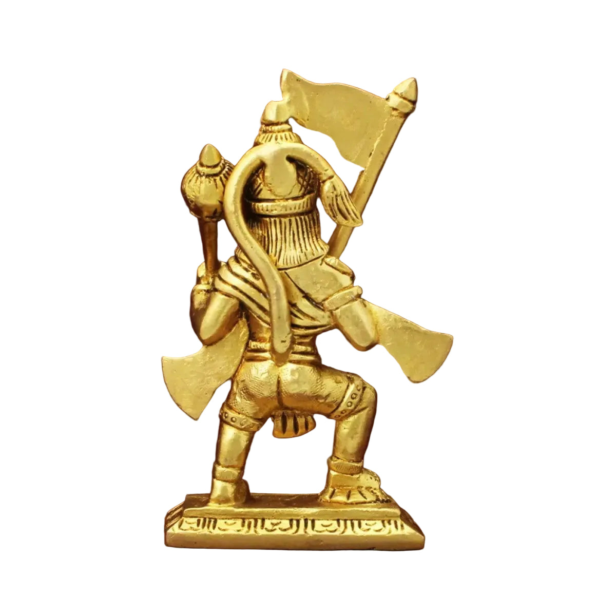 Brass Hanuman Statue with Flag | Bajrang Bali Idol for Home Temple | Handmade Hanuman Murti for Pooja | Spiritual & Diwali Gift