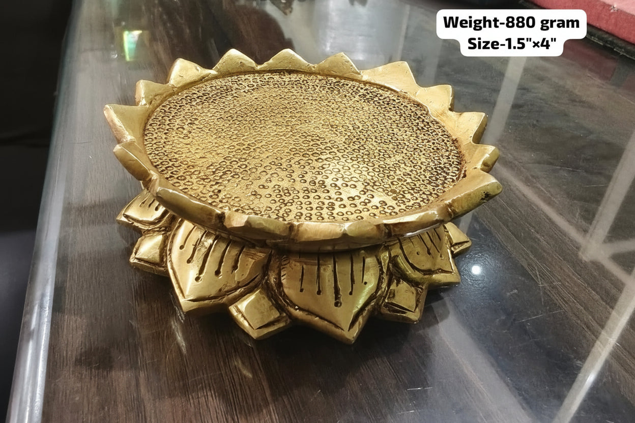 4 Inch Brass Lotus Pedestal for God Idols | Decorative Brass Stand for Pooja, Home Mandir, Hindu Altar & Religious Décor