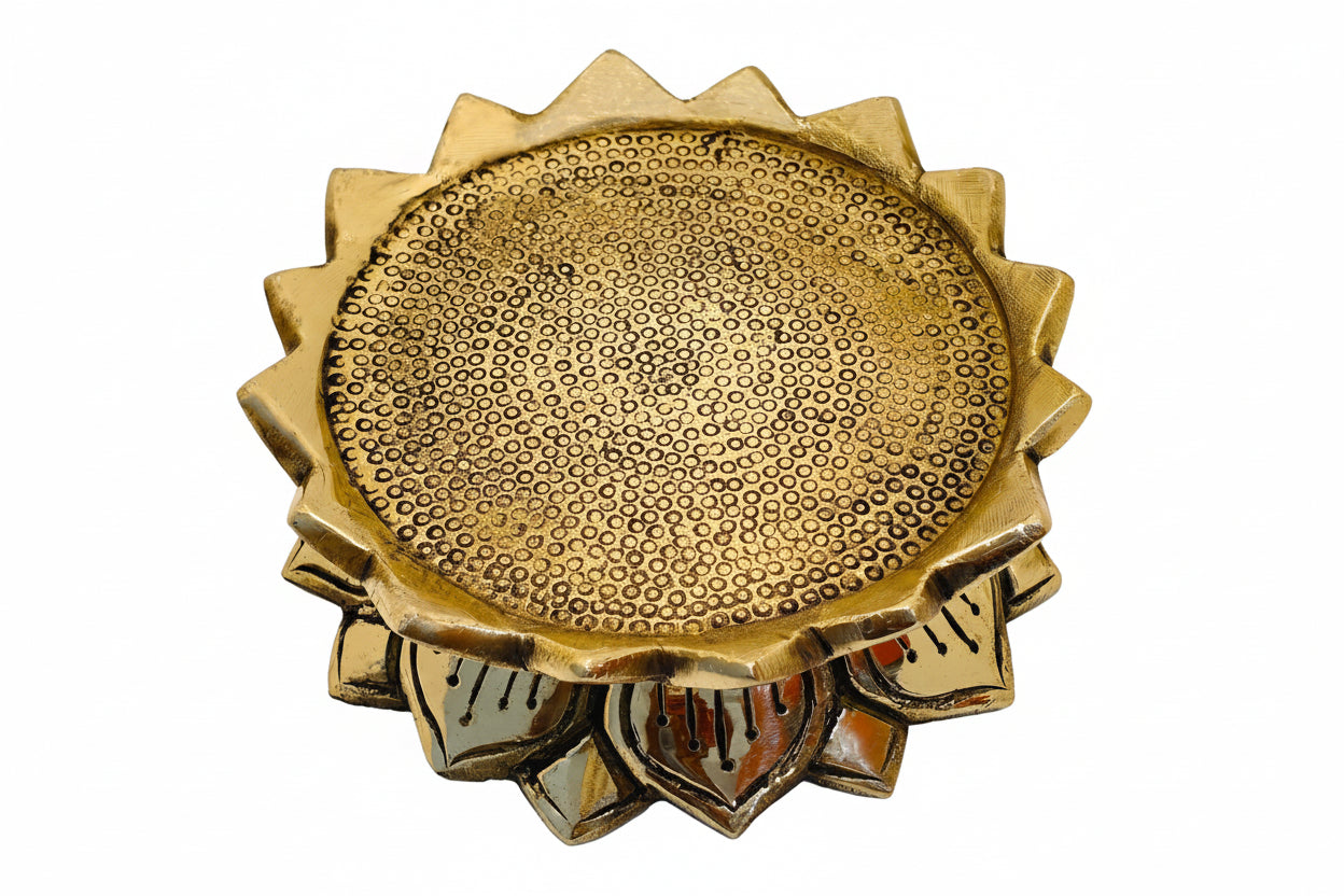 4 Inch Brass Lotus Pedestal for God Idols | Decorative Brass Stand for Pooja, Home Mandir, Hindu Altar & Religious Décor